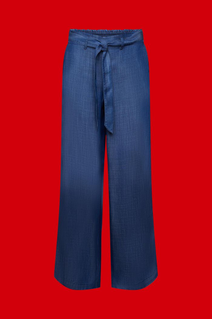 Pantalon à jambes larges et nœud à la taille, BLUE MEDIUM WASHED, detail image number 7