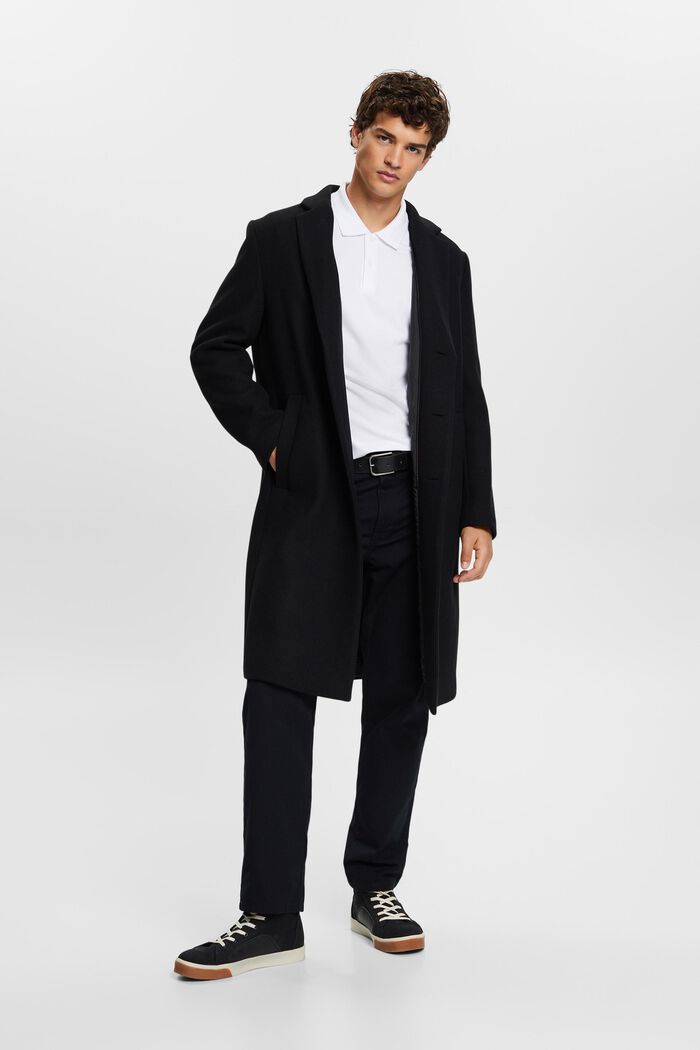 Manteau à capuche amovible en laine mélangée, BLACK, detail image number 2