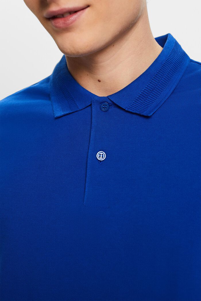 Polo en maille piquée de coton, BRIGHT BLUE, detail image number 2