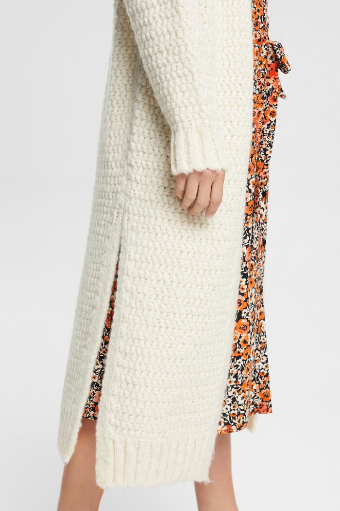 Cardigan long en laine mélangée, OFF WHITE, detail image number 2