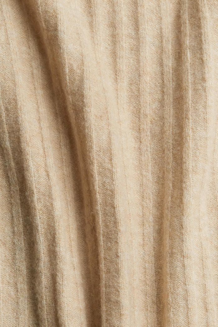 À teneur en laine : Cardigan d’aspect maille côtelée, SAND, detail image number 4