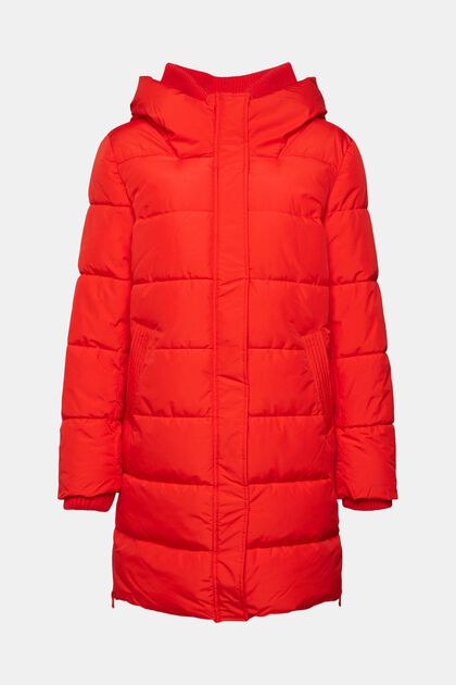 Manteau matelassé à détails en maille côtelée, RED, overview