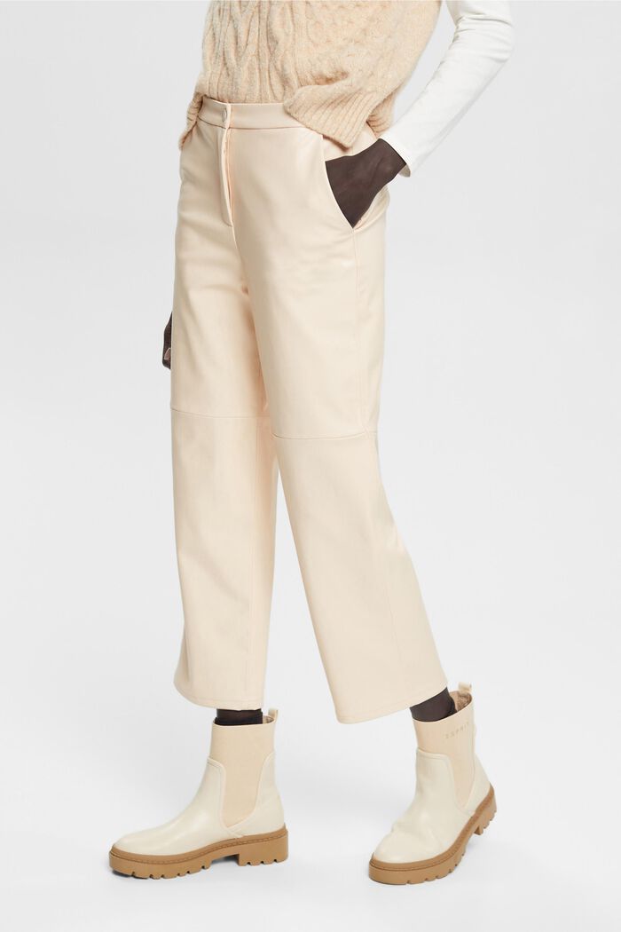Pantalon en similicuir à la coupe raccourcie, DUSTY NUDE, detail image number 0