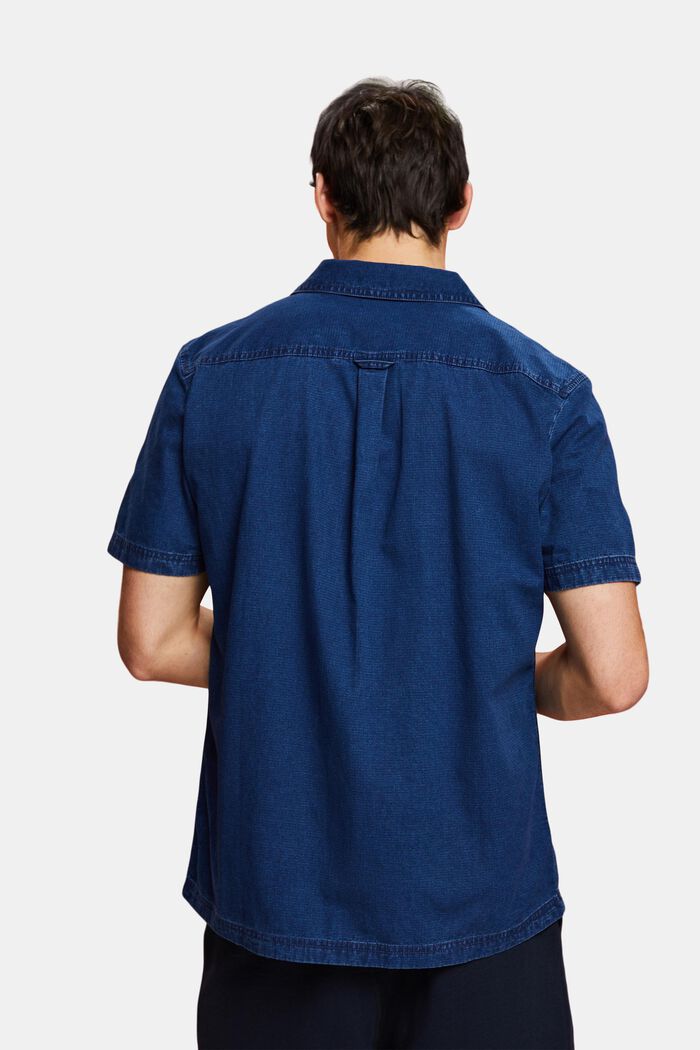 Chemise à manches courtes en jean, 100 % coton, BLUE DARK WASHED, detail image number 3