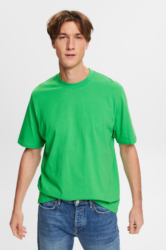 T-shirt à encolure ronde en coton, GREEN, detail image number 0
