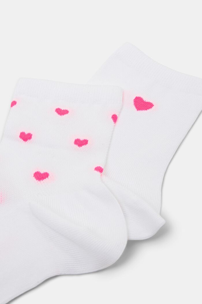Lot de 2 paires de chaussettes à motif cœurs, OFF WHITE, detail image number 2