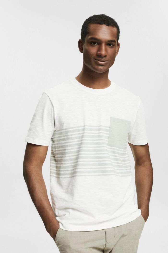 T-shirt en jersey à motif à rayures, OFF WHITE, detail image number 0