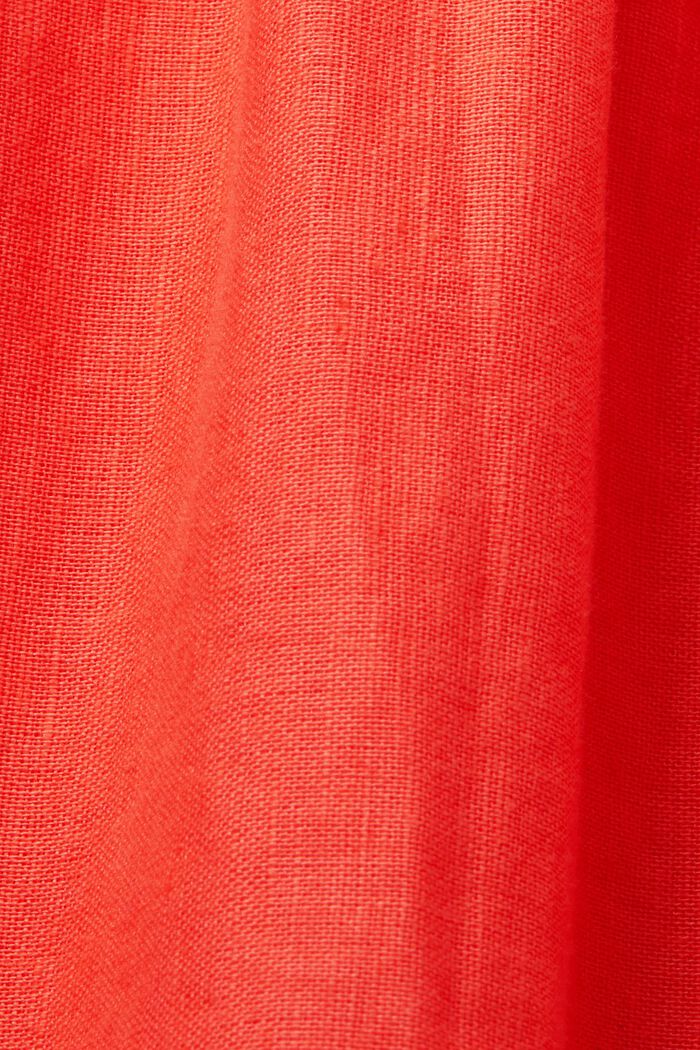 Robe longueur midi, mélange de coton et de lin, CORAL ORANGE, detail image number 6