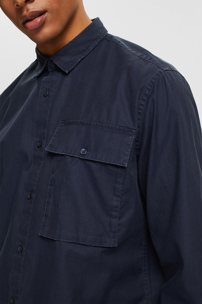 Chemise en coton à poche-poitrine, NAVY, detail image number 2