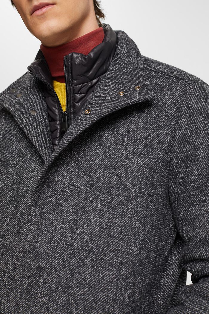 Manteau rembourré en laine mélangée, avec doublure amovible, ANTHRACITE, detail image number 2