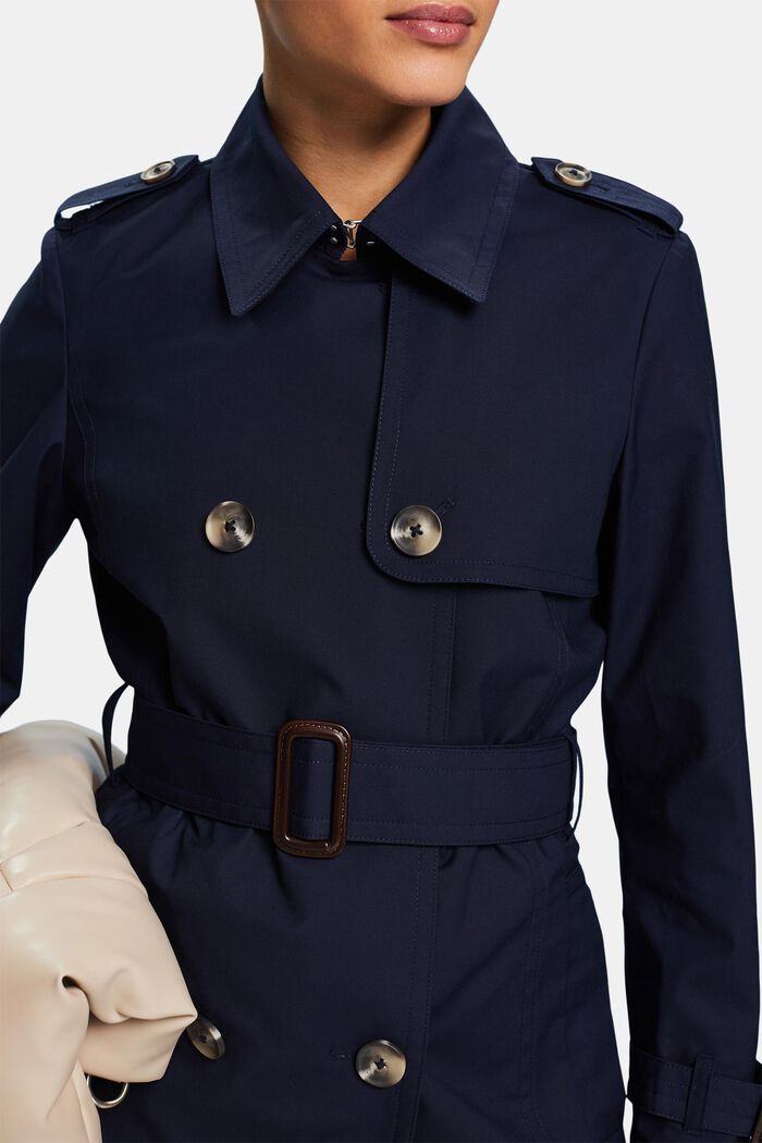 Trench-coat court à boutonnage croisé, NAVY, detail image number 3