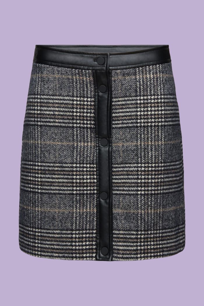 Mini-jupe à carreaux en maille bouclette, BLACK, detail image number 5