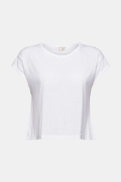 T-shirt avec empiècements mesh, LENZING™ ECOVERO™, WHITE, overview