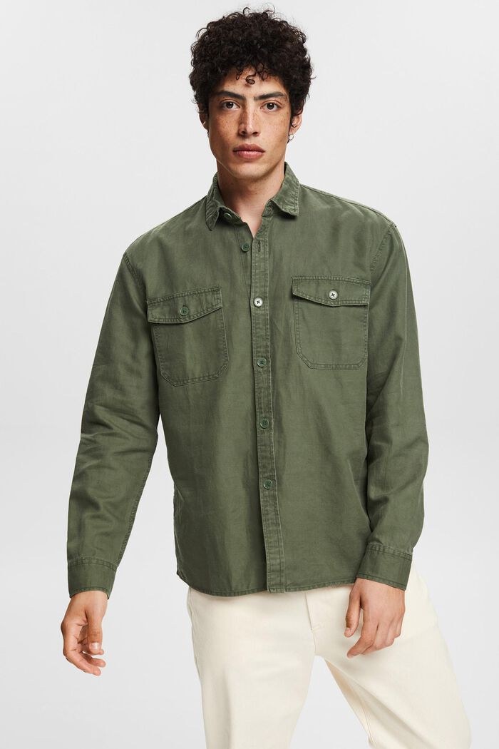 En lin mélangé : chemise oversize, GREEN, detail image number 0