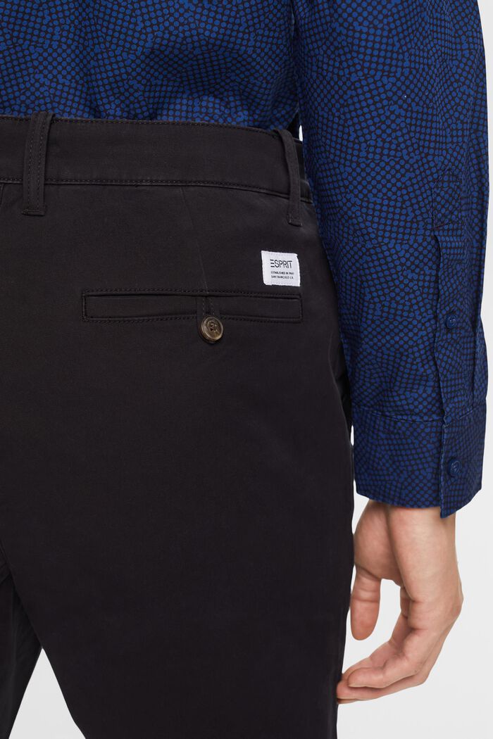 Pantalon chino slim en twill de coton, BLACK, detail image number 4