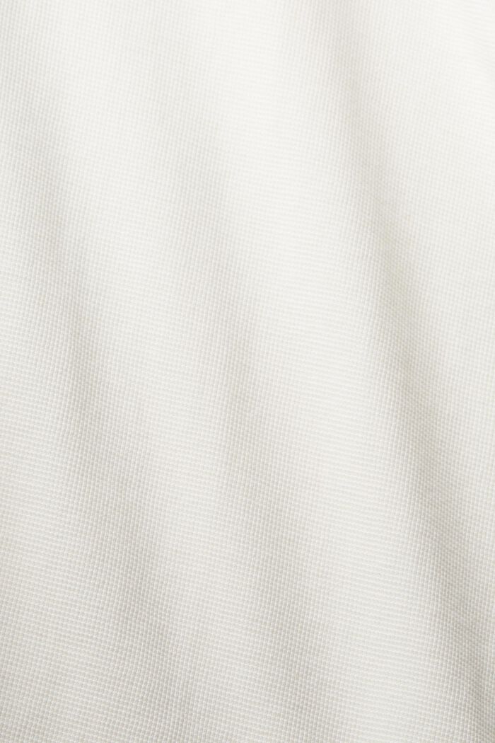 Haut à manches longues en maille piquée gaufrée, 100 % coton, OFF WHITE, detail image number 5
