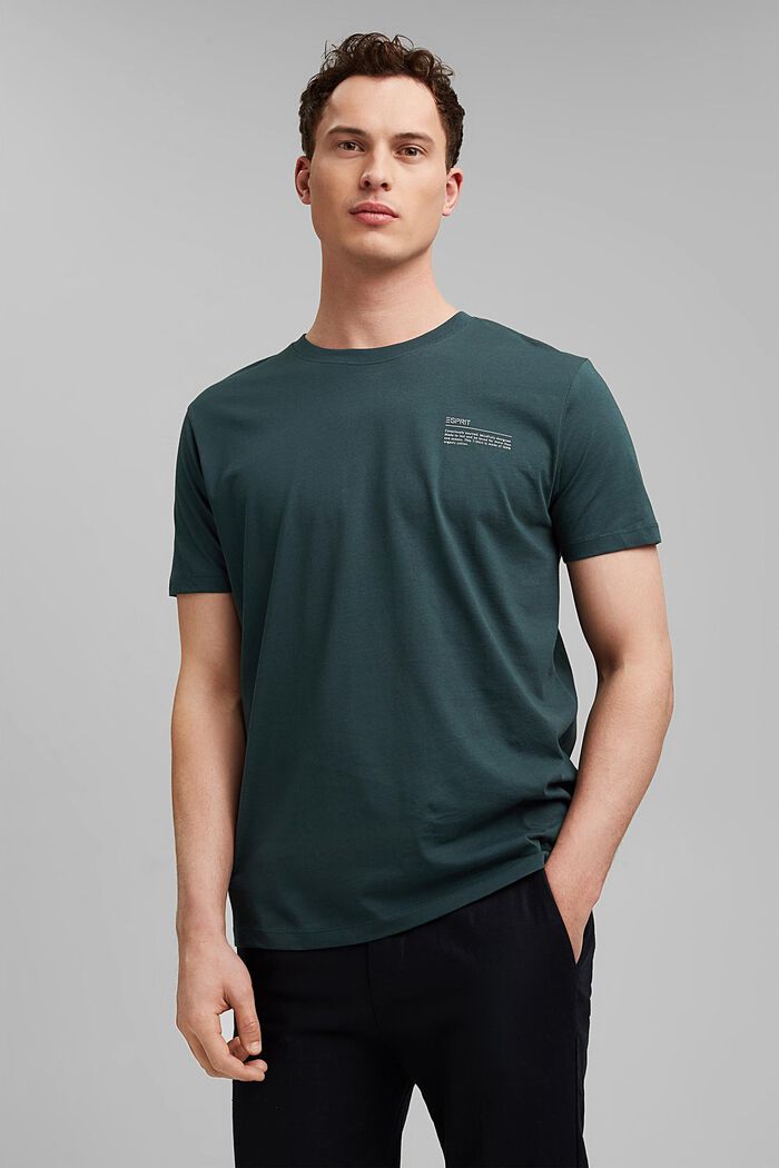 T-shirt en jersey doté d´un imprimé, 100 % coton bio, TEAL BLUE, detail image number 0