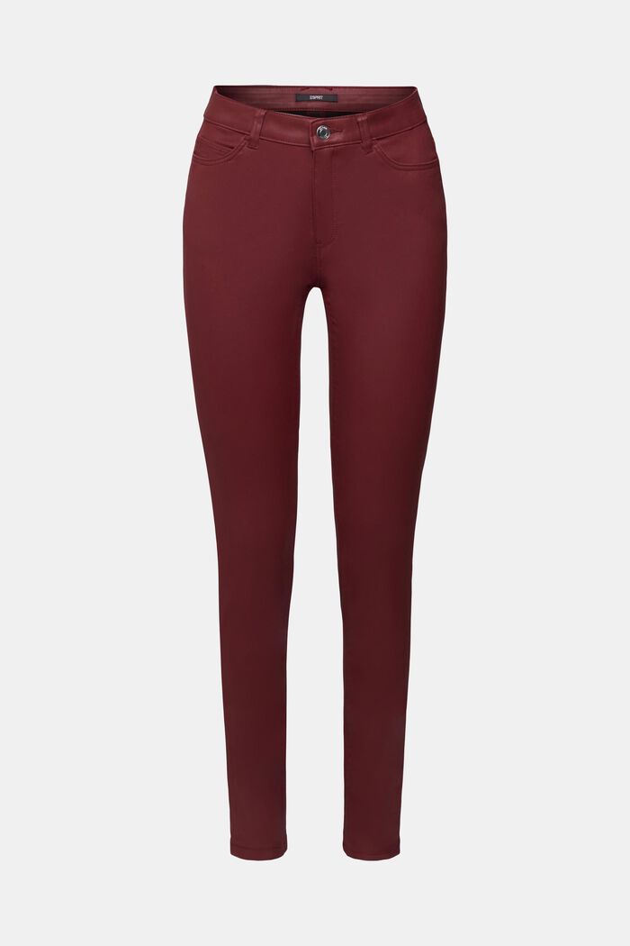 Pantalon taille haute en similicuir coupe Slim Fit, BORDEAUX RED, detail image number 7