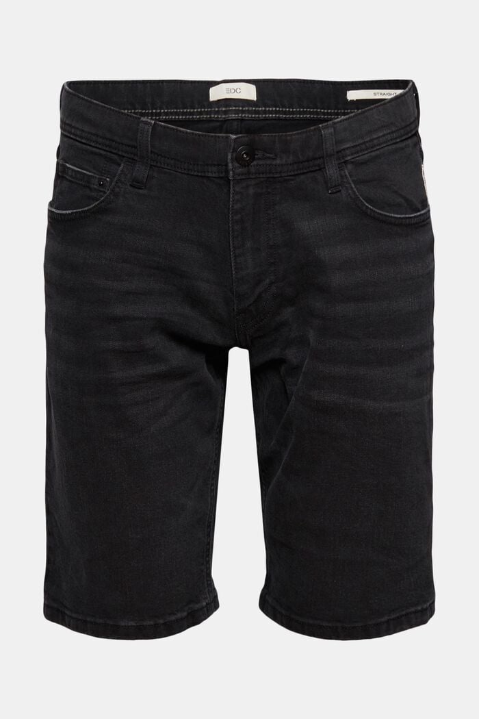 Short en jean en coton biologique, BLACK DARK WASHED, detail image number 2