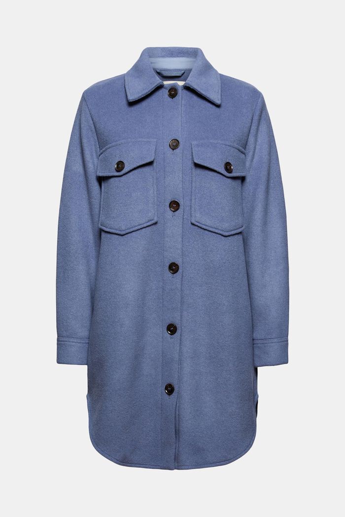Veste de style chemise en laine mélangée, GREY BLUE, overview