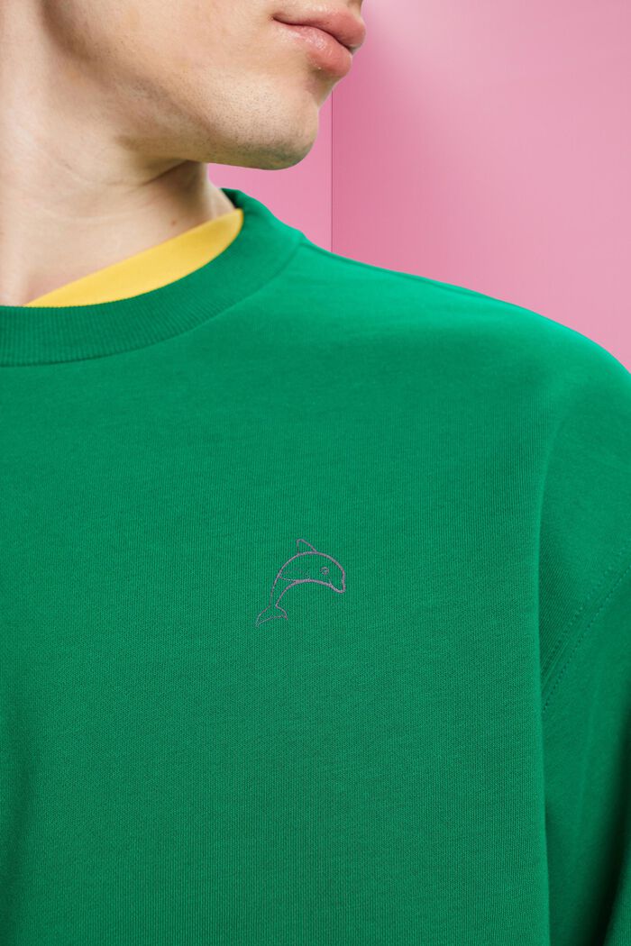Sweat-shirt orné d’un petit dauphin imprimé, GREEN, detail image number 2