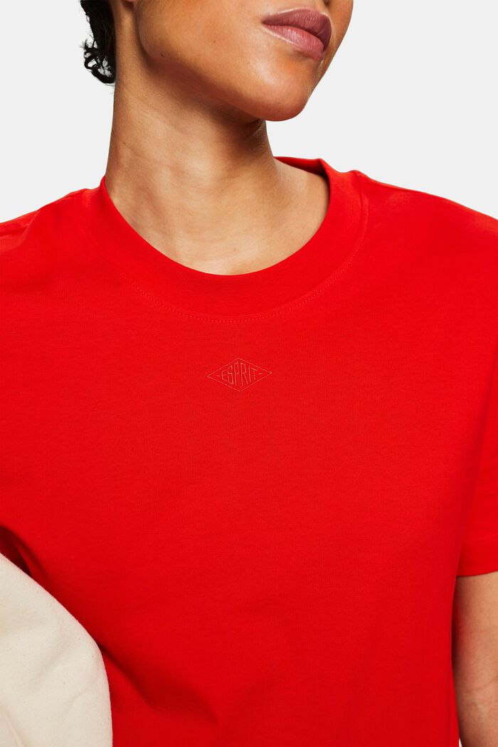 T-shirt à logo brodé en coton Pima, RED, detail image number 3