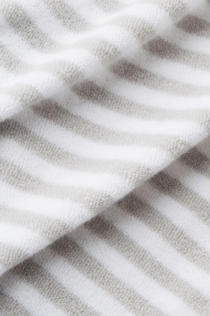 Peignoir à capuche rayé en tissu éponge, STONE, detail image number 4