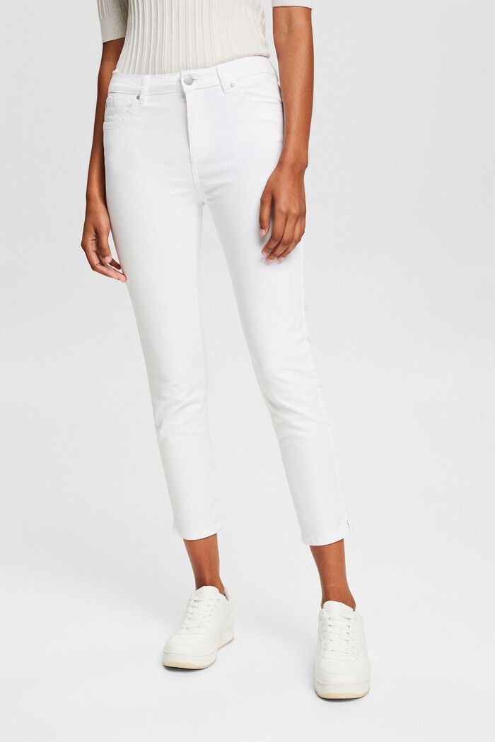 Pantalon stretch en coton, WHITE, detail image number 0