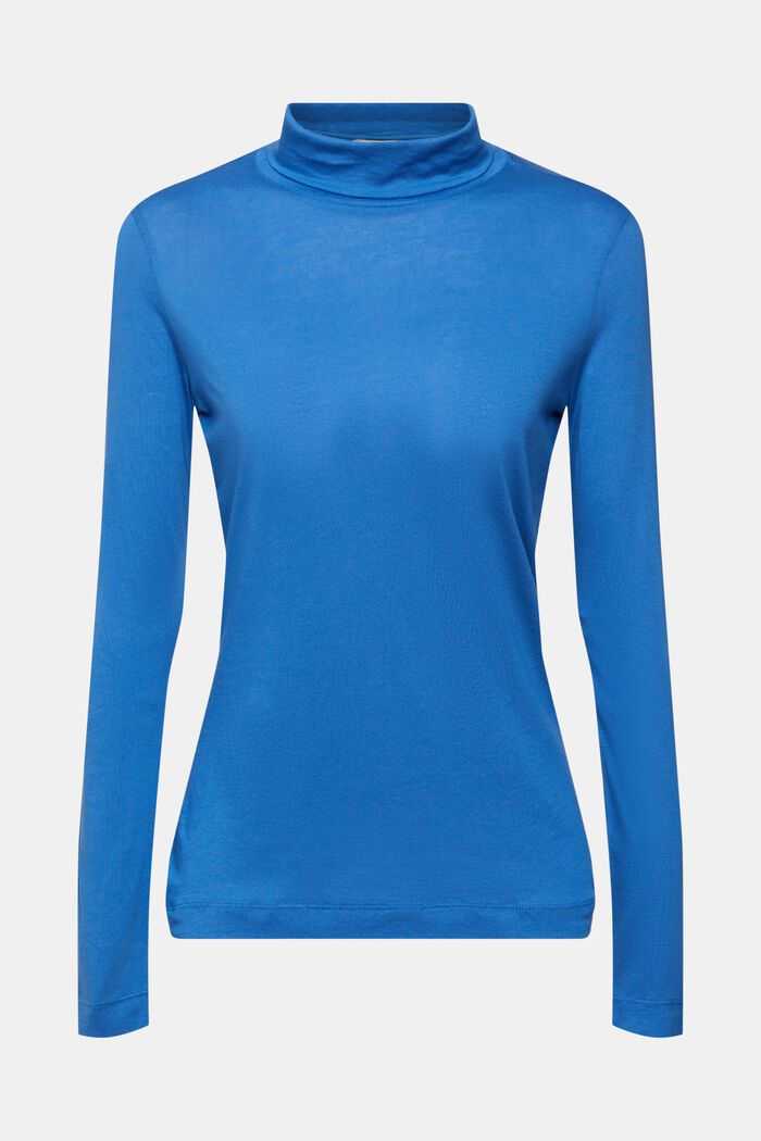 T-shirt à manches longues et col montant, TENCEL™, BLUE, detail image number 5