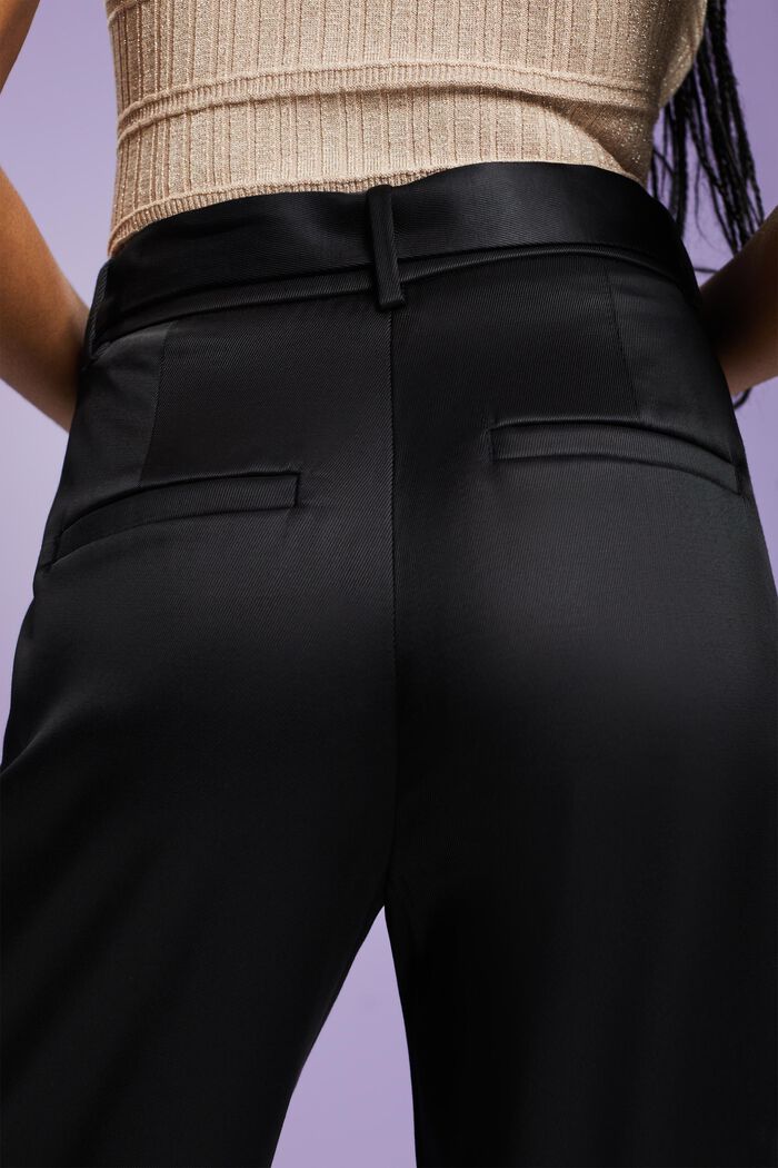 Pantalon à jambes larges en satin, BLACK, detail image number 3