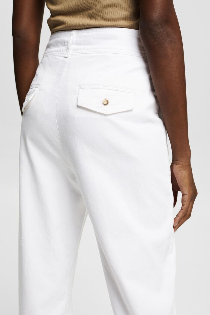 Pantalon taille haute en coton biologique, WHITE, detail image number 5
