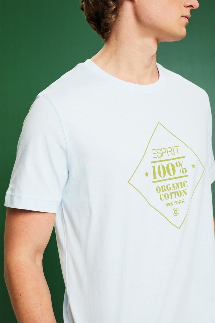 T-shirt en coton à logo imprimé, PASTEL BLUE, detail image number 3