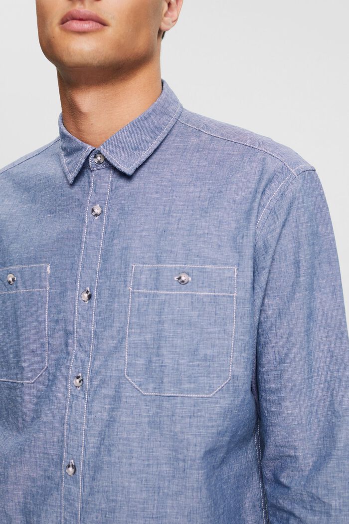 À teneur en lin : la chemise chinée , BLUE, detail image number 2