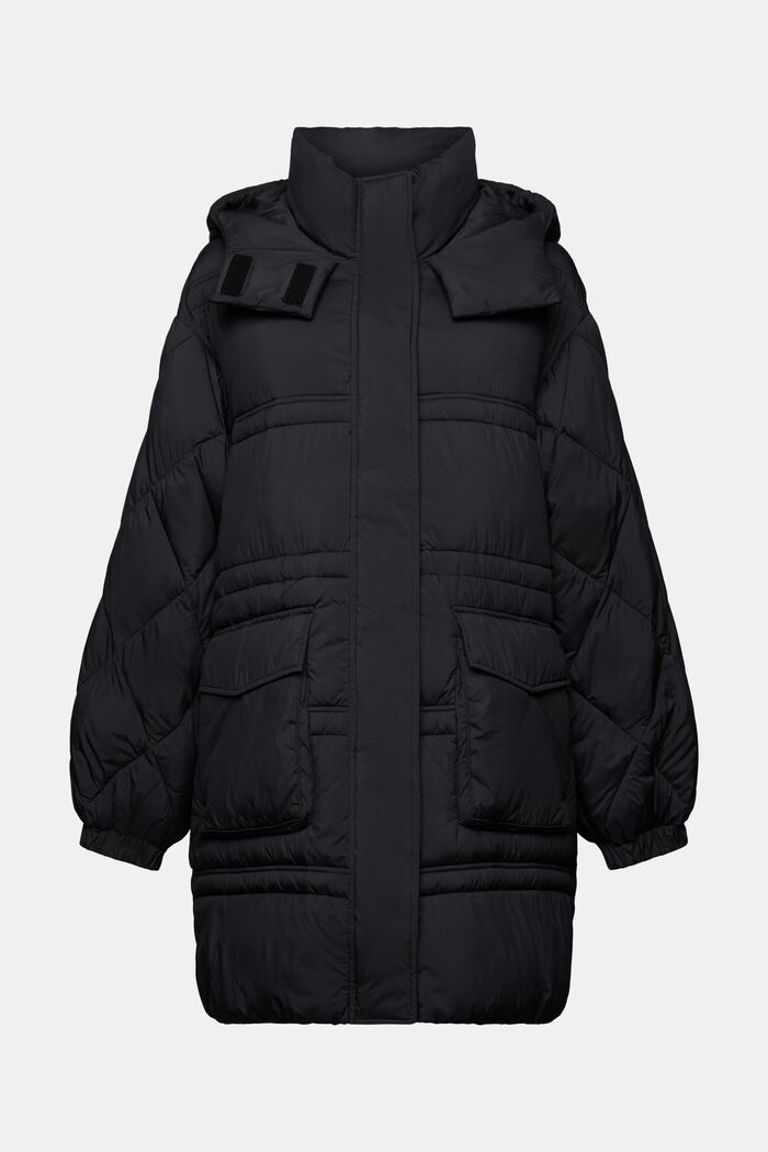 En matière recyclée : manteau matelassé à capuche, BLACK, detail image number 5