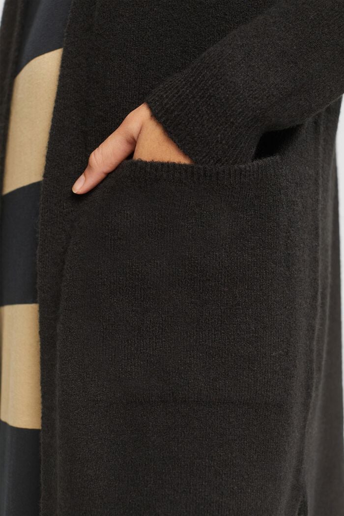 À teneur en laine : le cardigan à la coupe ouverte, BLACK, detail image number 2