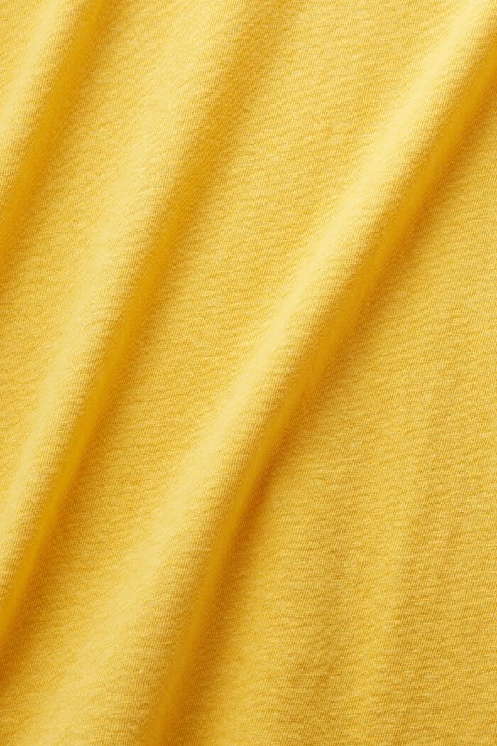 T-shirt en mélange de coton et de lin, SUNFLOWER YELLOW, detail image number 4