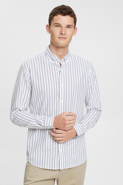 Chemise à col boutonné rayée, WHITE, overview