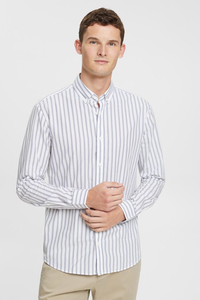 Chemise à col boutonné rayée, WHITE, detail image number 0