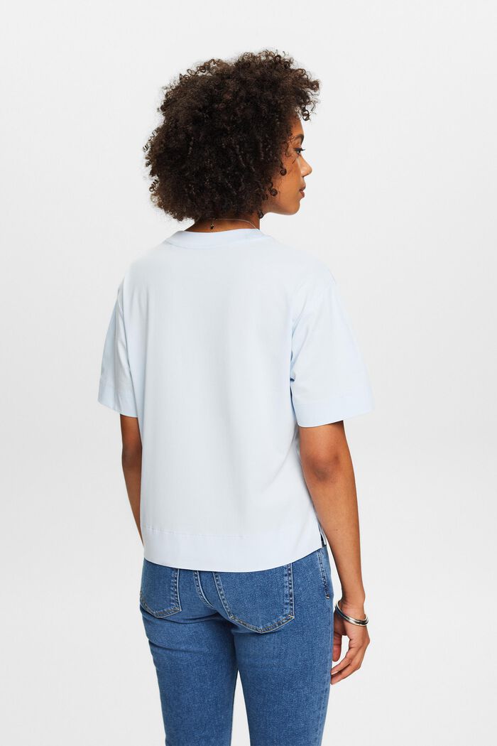 T-shirt à encolure ronde en coton Pima, PASTEL BLUE, detail image number 2