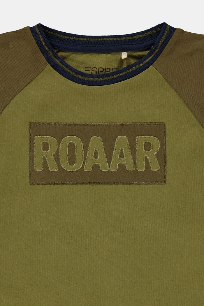 T-shirt orné d’une broderie en 100 % coton, LEAF GREEN, detail image number 2