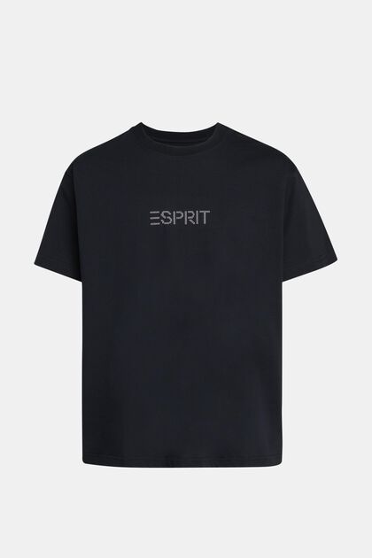 T-shirt à logo appliqué rehaussé de rivets, BLACK, overview