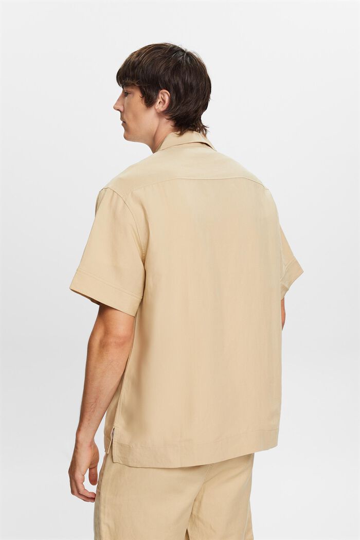 Chemise à manches courtes, lin mélangé, SAND, detail image number 3