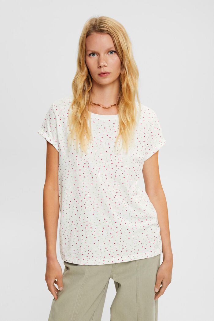 T-shirt à imprimé à fleurs, OFF WHITE, detail image number 1