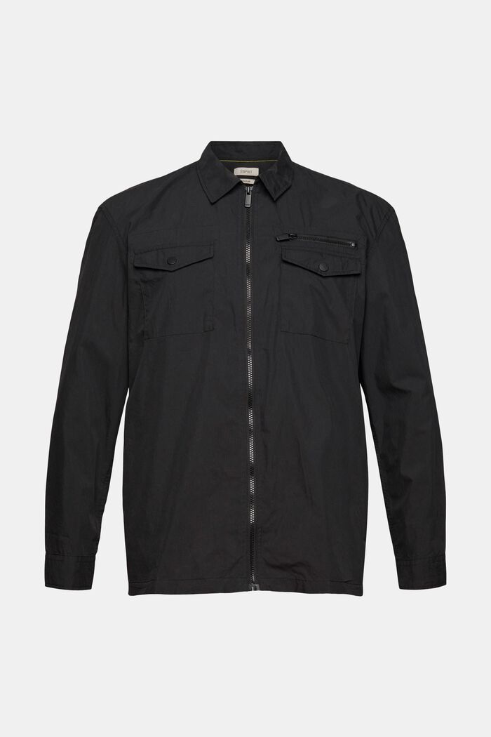 Légère veste chemise zippée, BLACK, overview