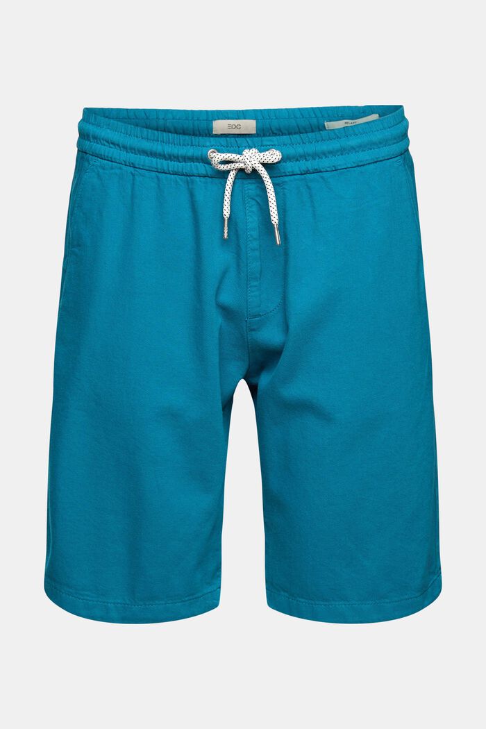 Pantalon court muni d´une taille élastique à cordon de serrage, TEAL BLUE, overview