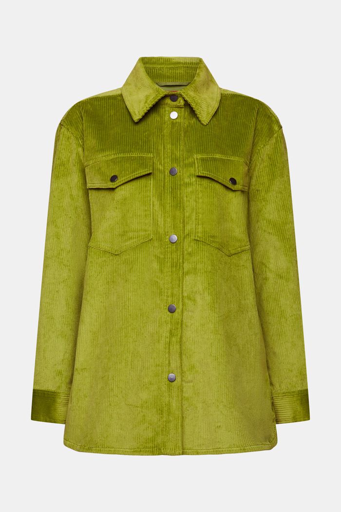 Chemise à col boutonné en velours côtelé, LEAF GREEN, detail image number 6