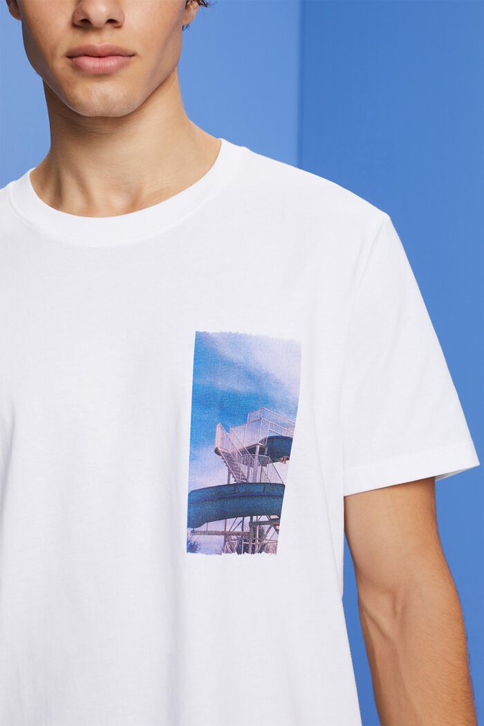 T-shirt orné d’un imprimé sur la poitrine, 100 % coton, WHITE, detail image number 2