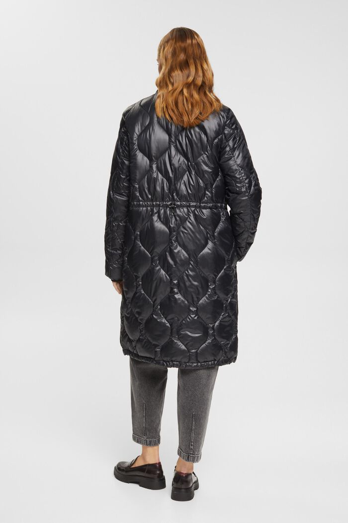 Manteau matelassé à col en maille côtelée, BLACK, detail image number 3