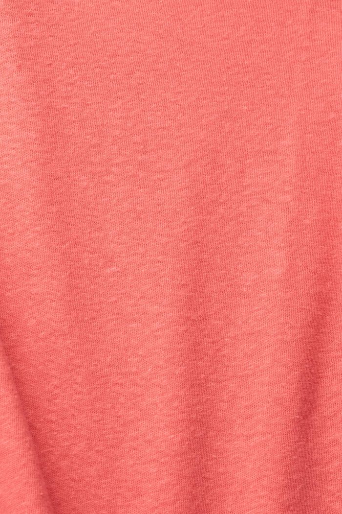 À teneur en lin : le t-shirt unicolore, CORAL RED, detail image number 4