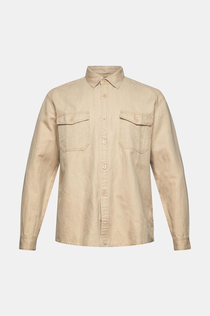 En lin mélangé : chemise oversize, BEIGE, detail image number 7